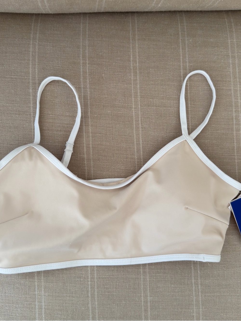 JoyLab Beige Sports Bra with White Trim - Picture 3 of 5